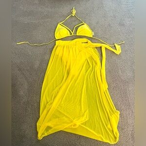 BRAND NEW Yellow Bikini with Matching Sarong Size M
